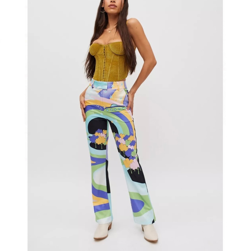 NWT House of Sunny UFO print Nice to Meet You Pants